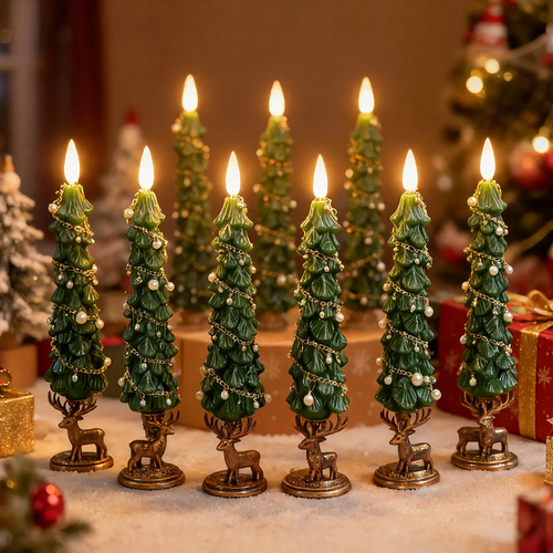 Dekorative LED-Weihnachtsbaum-Kerze mit Fernbedienung