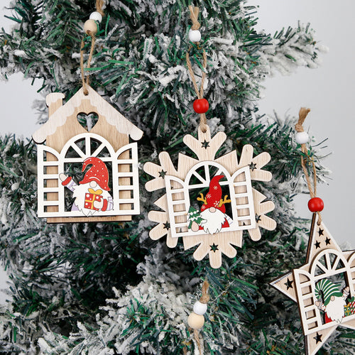 Dekorativer Weihnachts-Holzanhänger mit Wichtel-Motiv