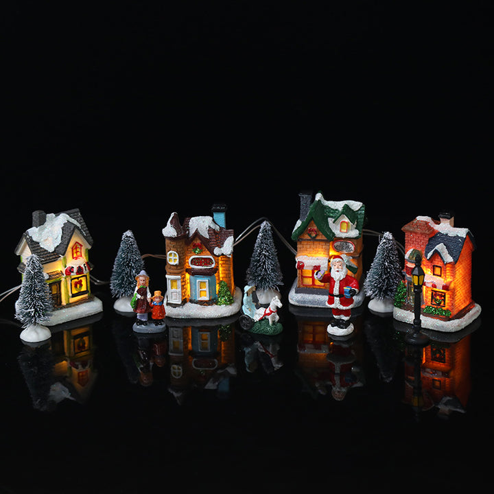 LED-beleuchtetes Weihnachts-Dorfhaus, 10-teiliges Set