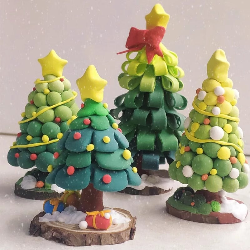 DIY-Weihnachtsbaum-Bastelset aus Modelliermasse