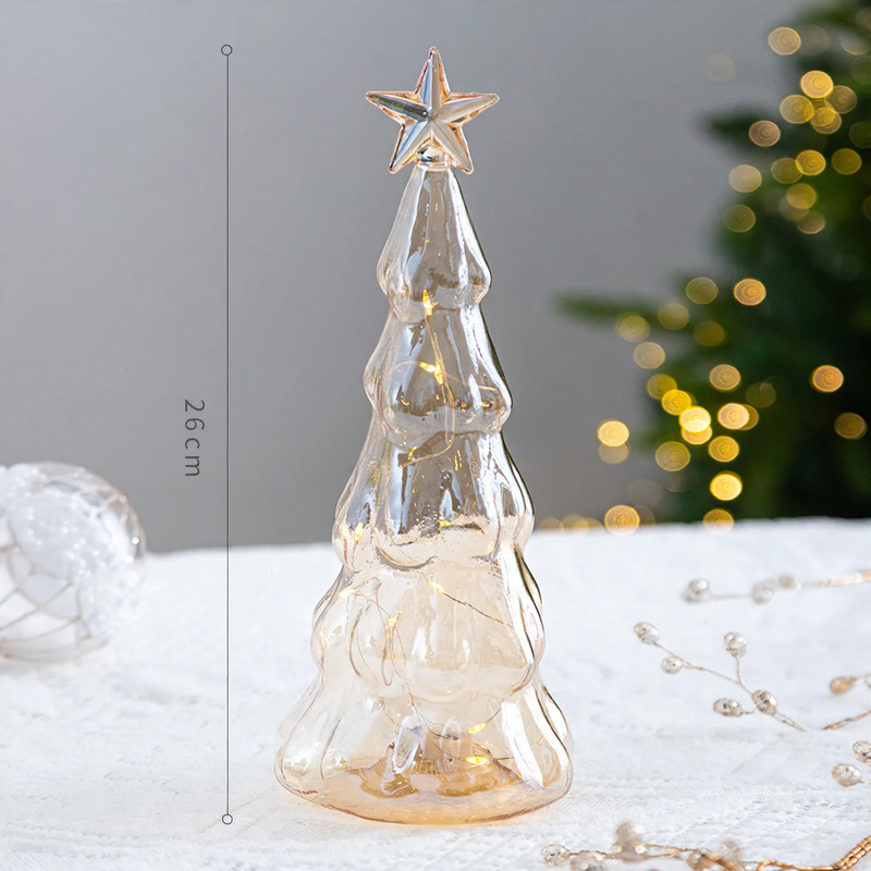 Weihnachtsbaum-Dekoration aus Glas, beleuchtet
