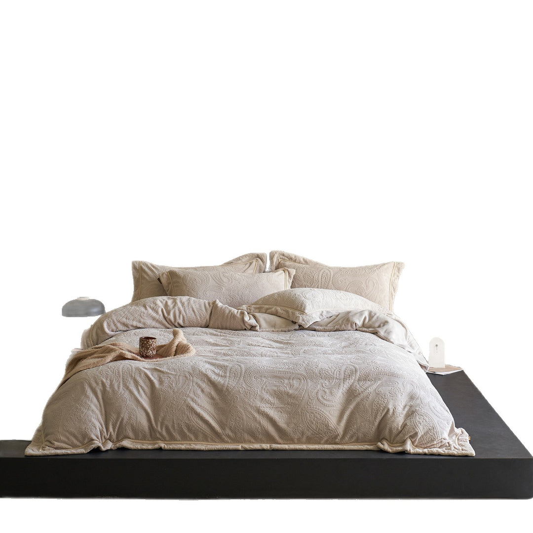 Milchfaser-Bettwäsche-Set, 4-teilig, geprägt