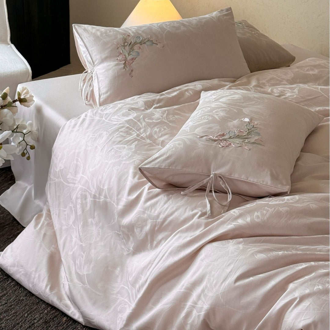 Baumwoll-Bettwäsche mit Blumenstickerei