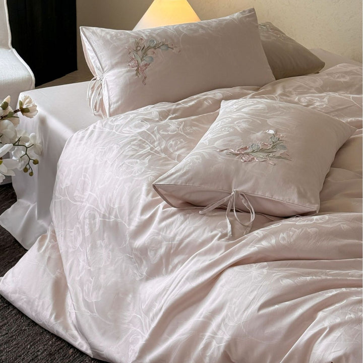 Baumwoll-Bettwäsche mit Blumenstickerei