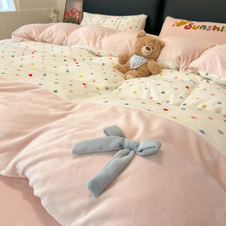 Milchfaser-Fleece Bettwäsche-Set mit Schleifen-Design