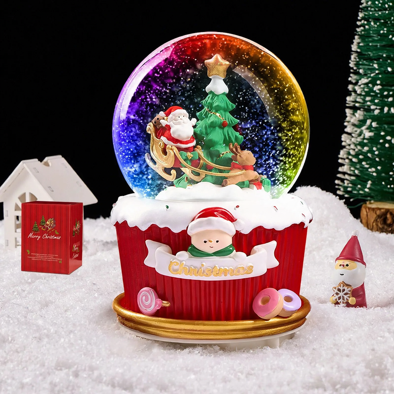 Weihnachtliche Schneekugel mit Spieluhr und Kutschen-Design