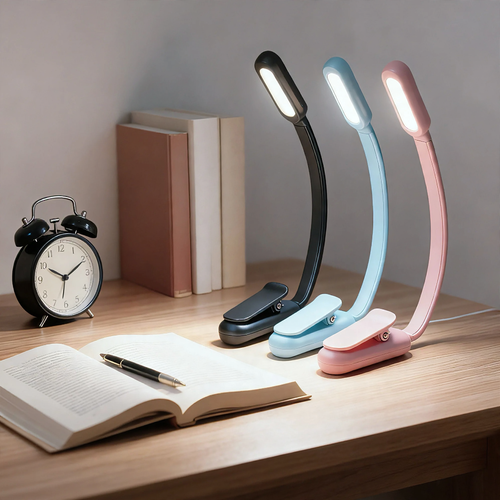 Mini-LED-Klemmleuchte mit drei Lichtstufen und USB-Ladung