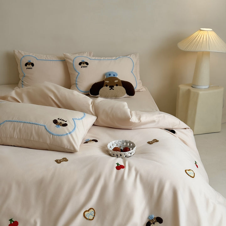Baumwoll-Bettwäsche-Set mit Cartoon-Motiv, 4-teilig