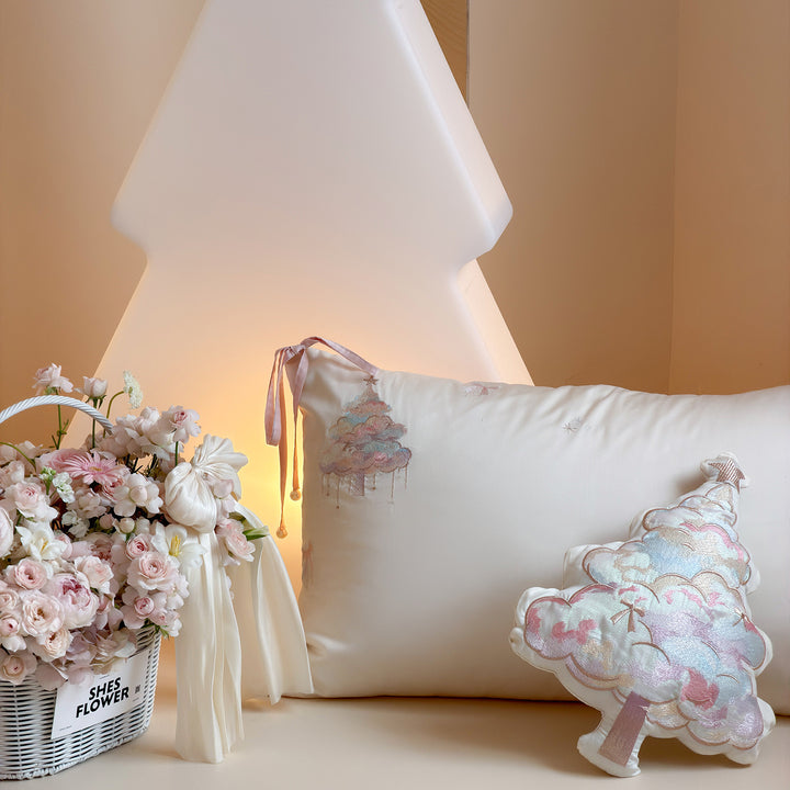 Bestickte Langstapelbaumwoll-Bettwäsche mit Blumenmuster