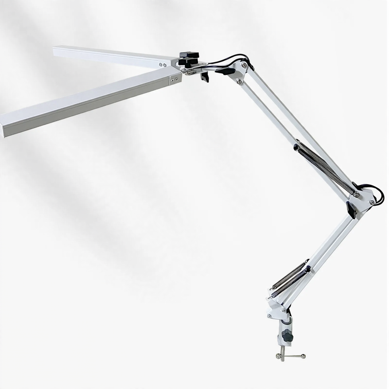 Doppelkopf-LED-Klemmlampe mit langem Arm