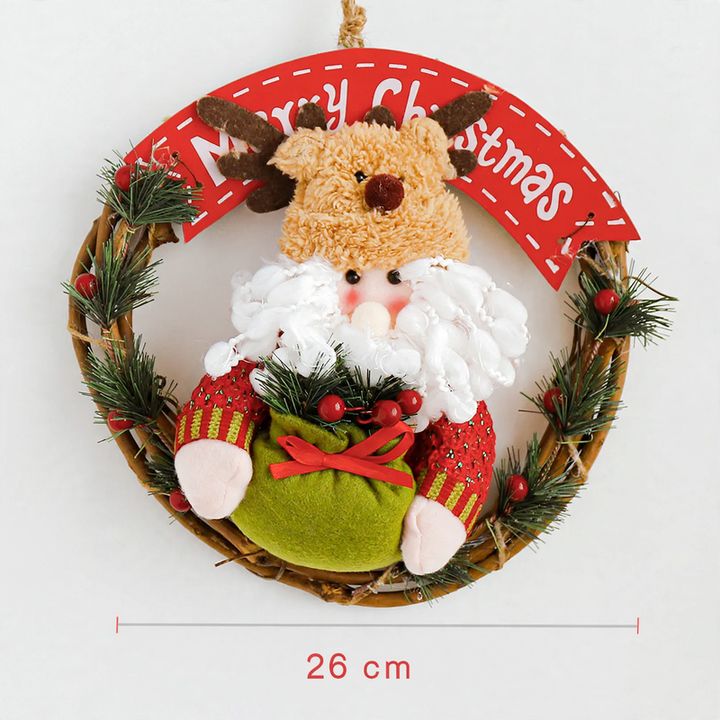 Weihnachtskranz aus Holz mit Figuren