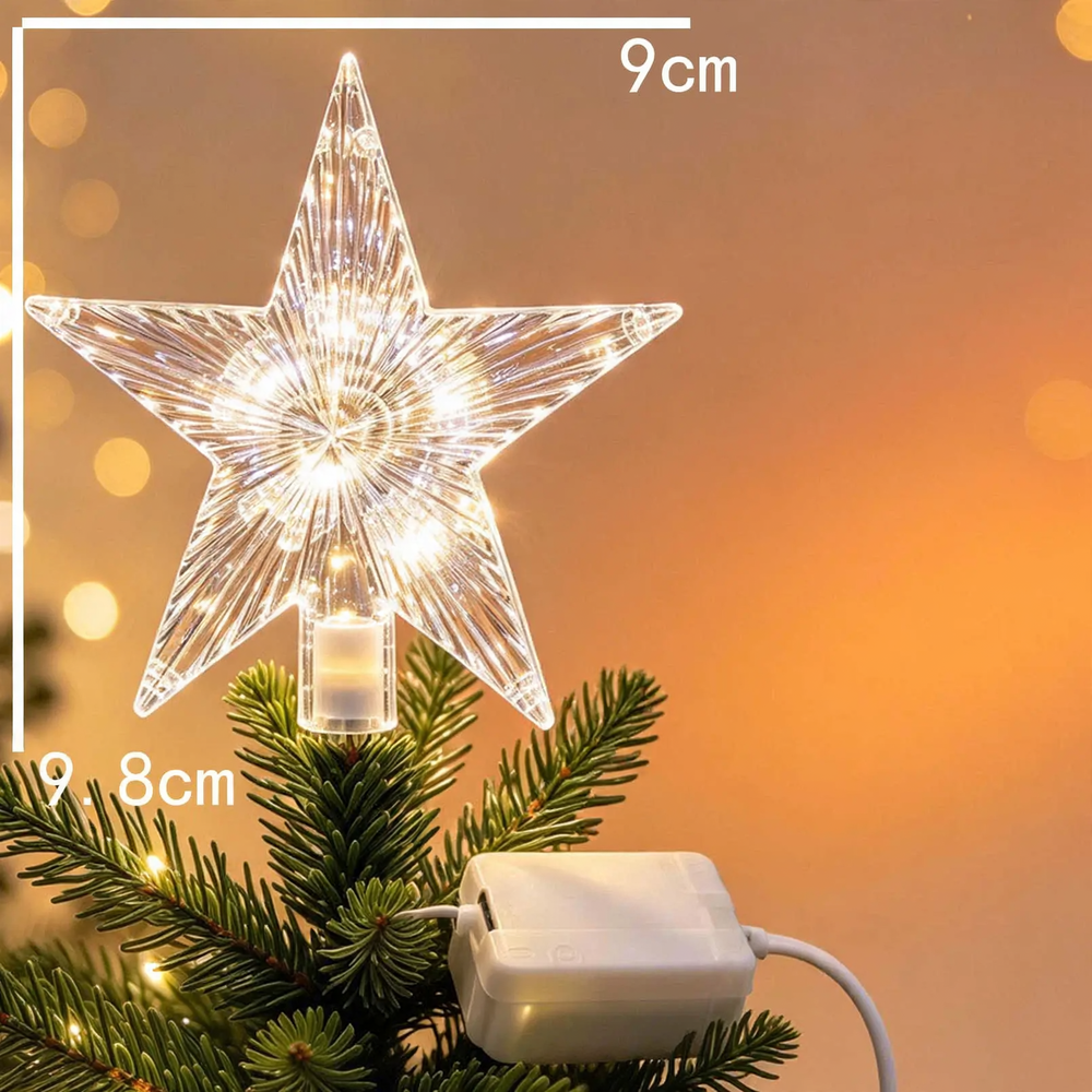 Beleuchteter Weihnachtsbaum-Spitzenstern aus PVC