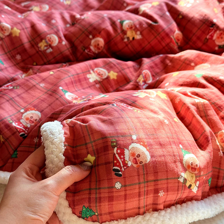Winter-Bettwäsche-Set, Milchfaser-Fleece und Baumwoll-Gaze