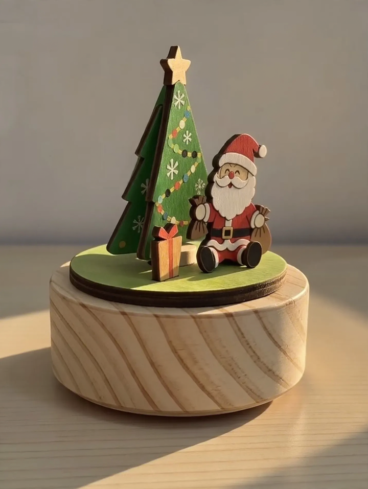 Weihnachtliche Holz-Spieluhr mit Weihnachtsmann