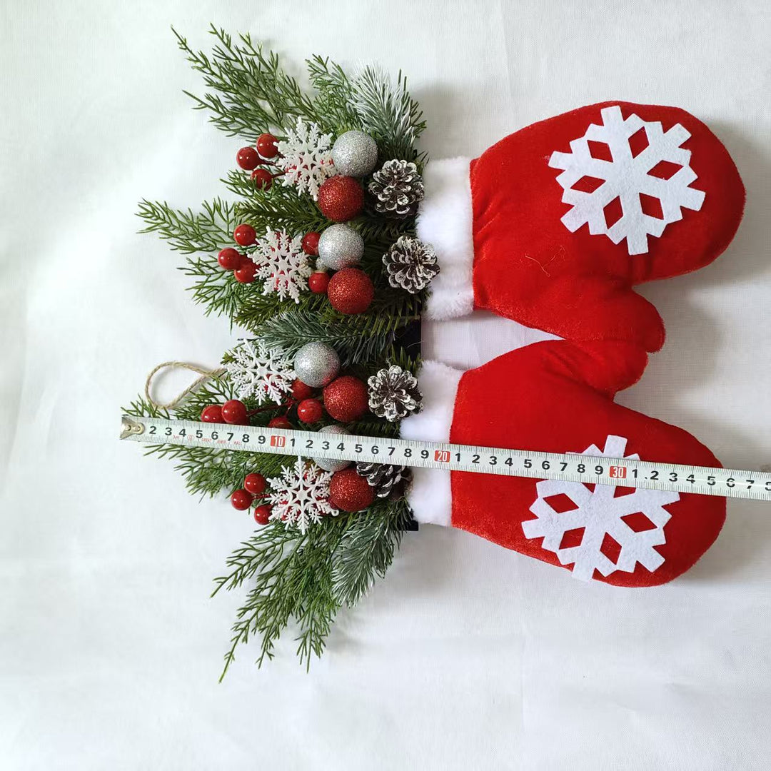 Weihnachtlicher Handschuh-Kranz mit Beleuchtungsoption