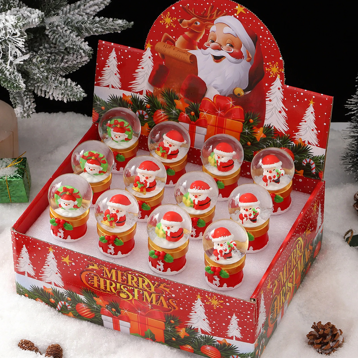 Weihnachtliche Schneekugel mit Licht und Schneeeffekt