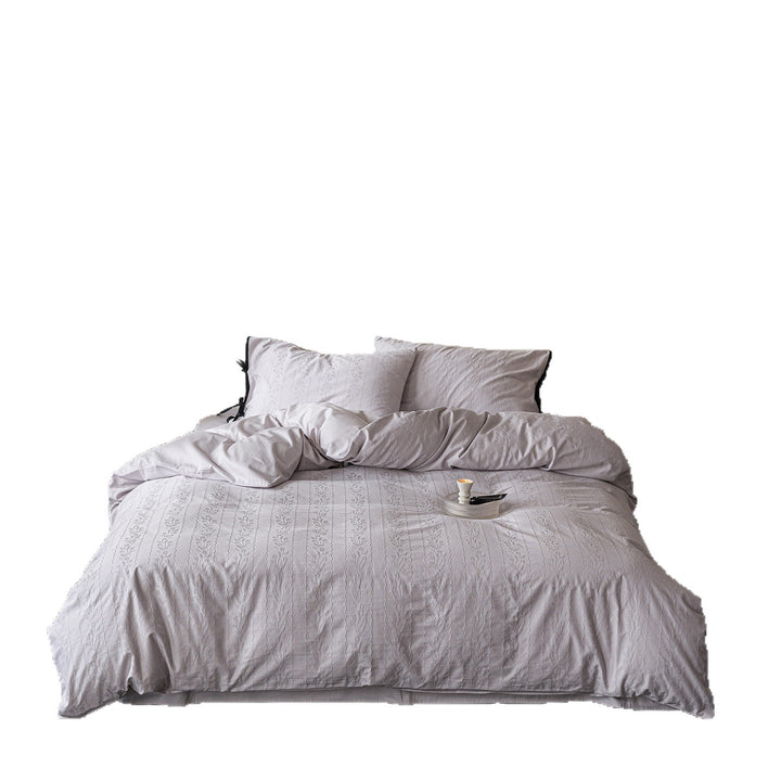 Baumwoll-Bettwäsche, 4-teilig, Jacquard-Muster