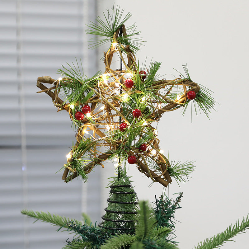 Weihnachtsbaum-Spitzenstern aus Rattan