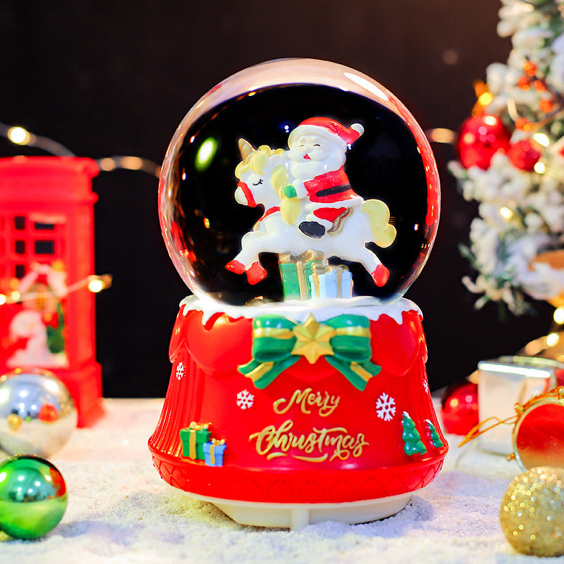 Weihnachtliche Schneekugel mit Musik und Licht