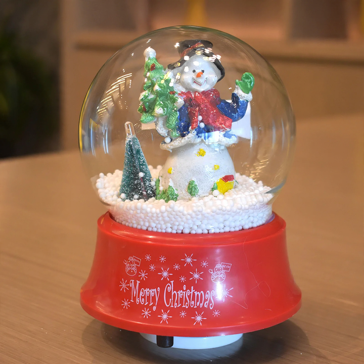Weihnachtliche Spieluhr mit Schneekugel-Effekt