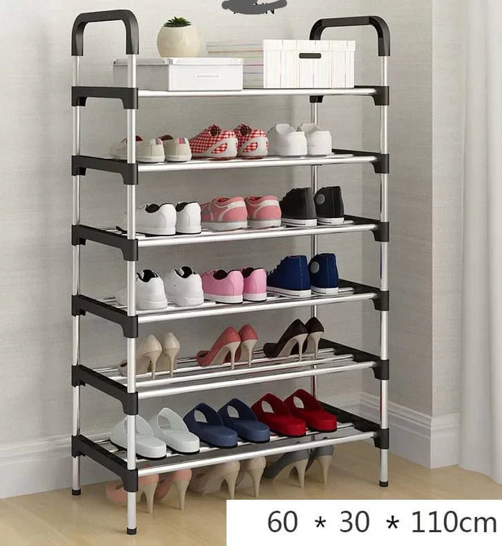 6 Schichten Schuhregal Stahl - Hochwertiger Karnz