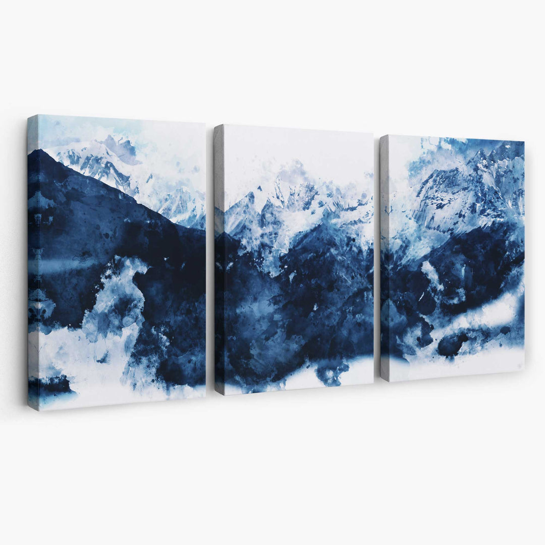 Abstrakte marineblaue Berge, 3er-Set Leinwanddrucke