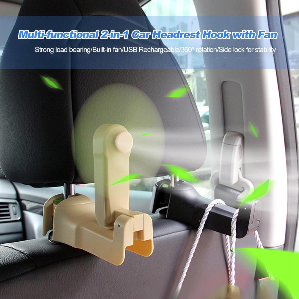 2 in 1 Auto Kopfstützenhaken mit Ventilator | Karnz
