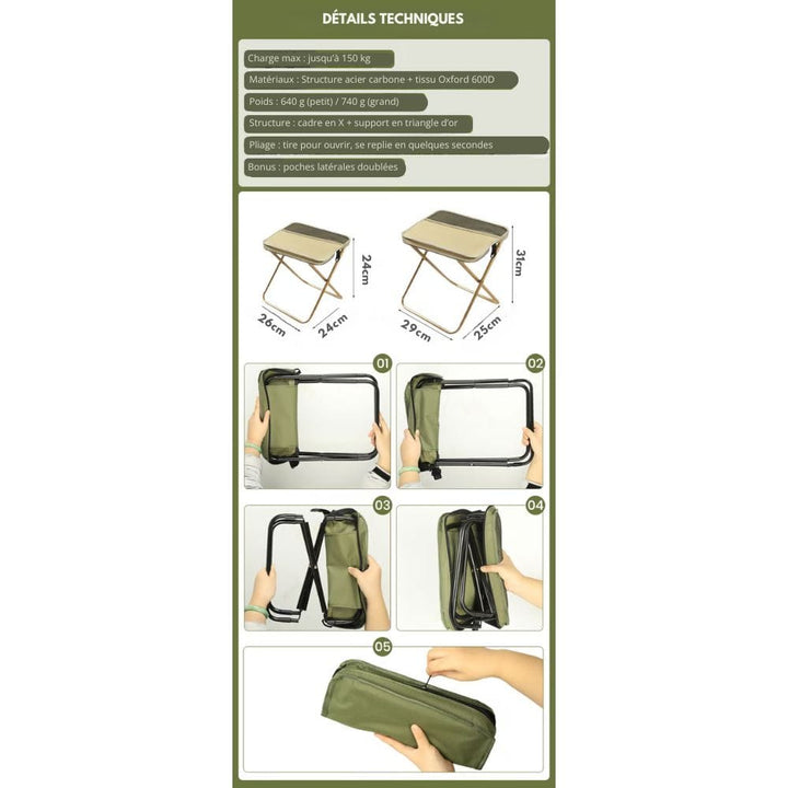 2-in-1-Stuhltasche – Ultraleichter, faltbarer Rucksack mit integriertem Sitz