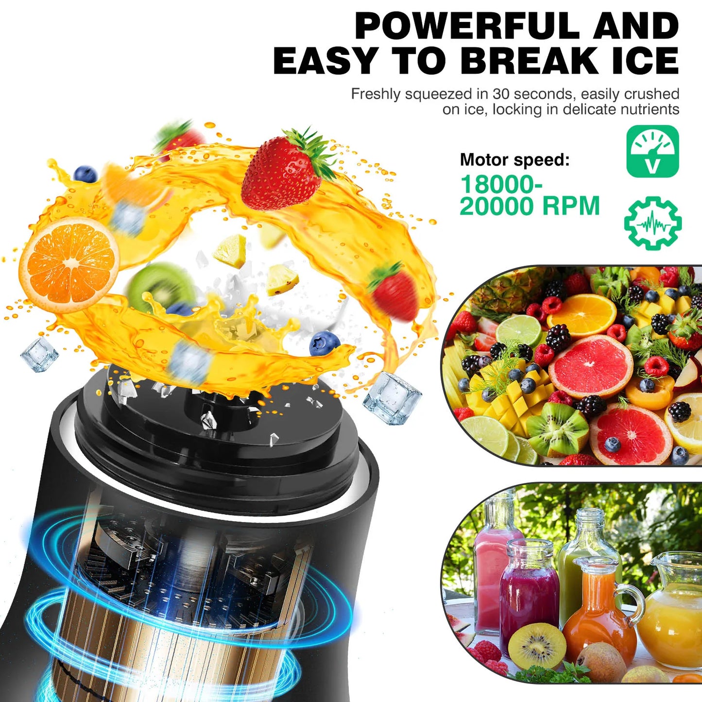 2 in 1 Tragbarer Mixer Elektrischer Entsafter und Smoothie Mixer Mini Mixer | Karnz