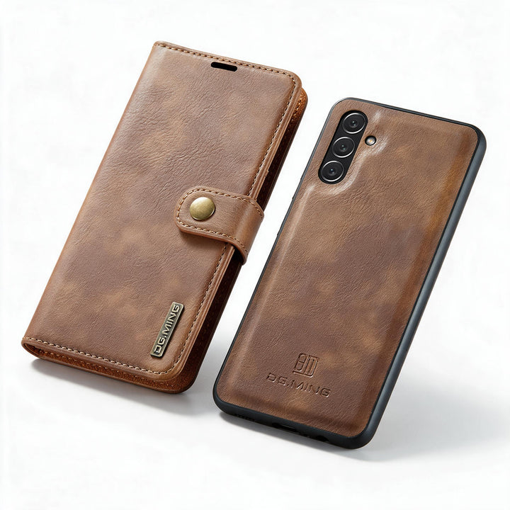 2-in-1-Klapphülle aus Leder mit Abnehmbarem Deckel für Samsung Galaxy
