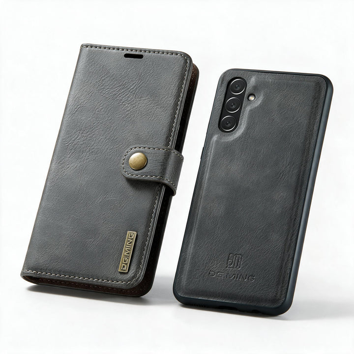 2-in-1-Klapphülle aus Leder mit Abnehmbarem Deckel für Samsung Galaxy
