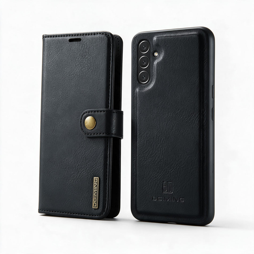 2-in-1-Klapphülle aus Leder mit Abnehmbarem Deckel für Samsung Galaxy