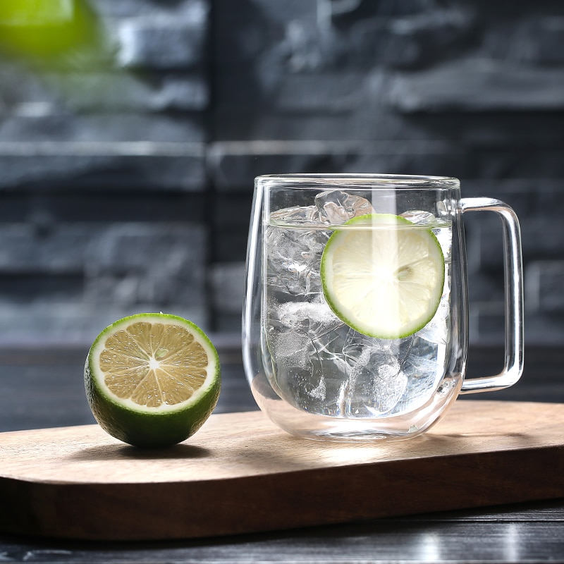 Handgefertigte doppelte thermisch isolierte Glas-Tasse