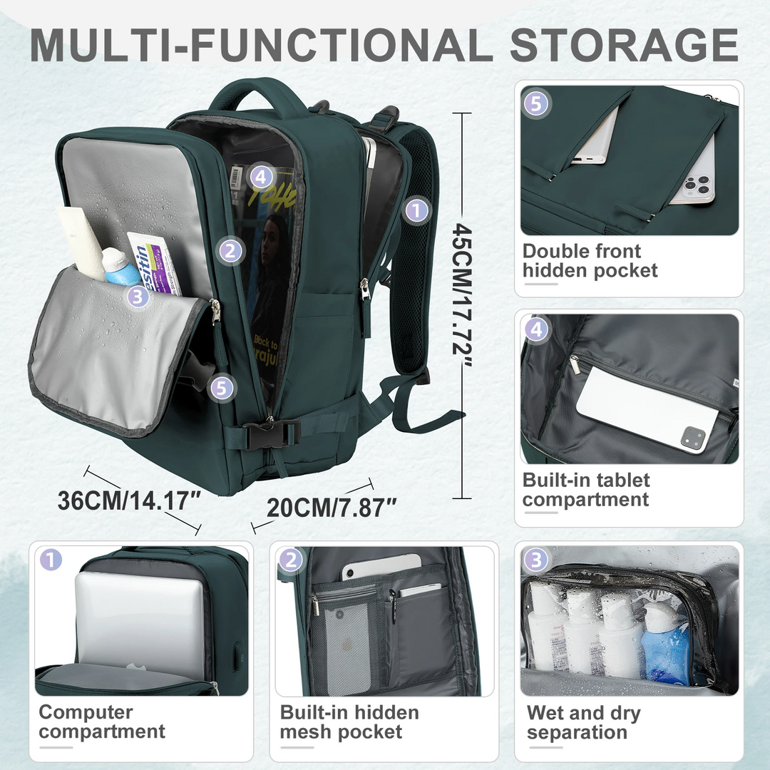 Karnz | Robuster Rucksack für Reisen mit USB-Ladeanschluss