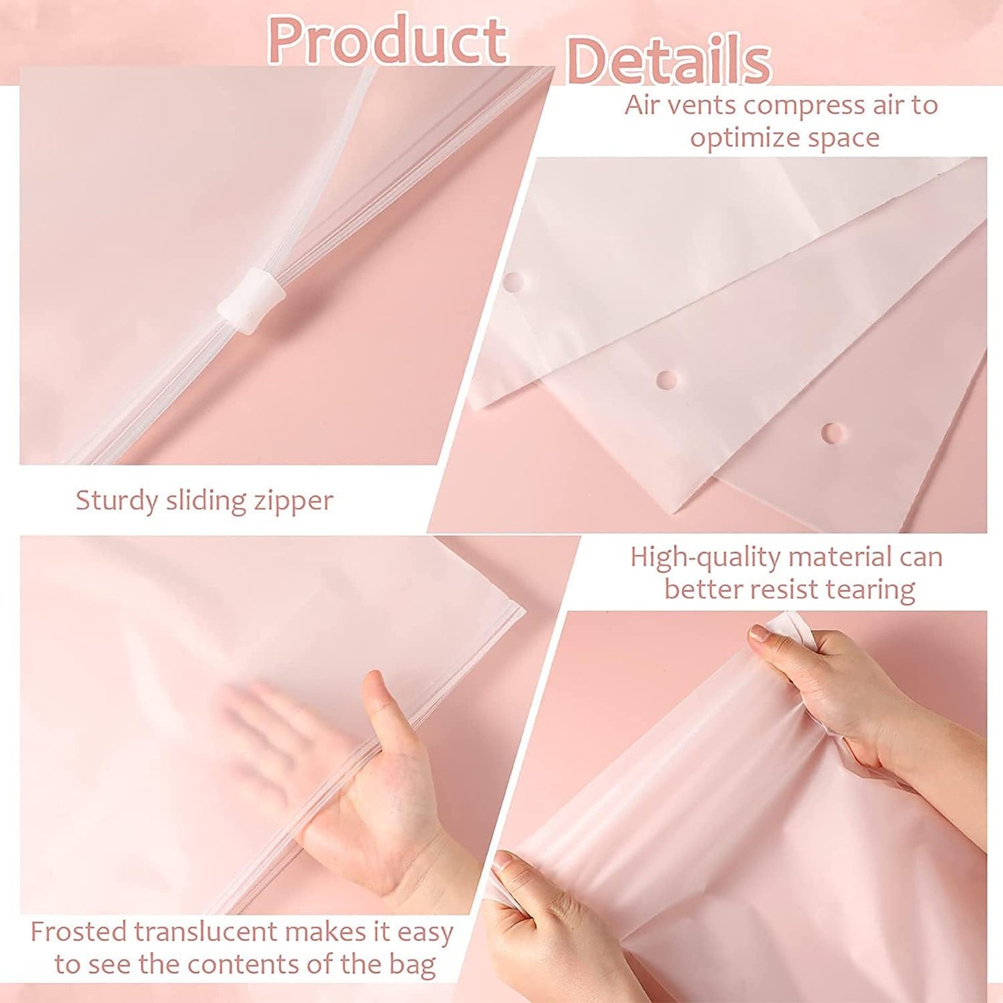 Multi-Zweck Frosted Zip Aufbew Bags – 20er Pack Plastik Kleidungs Hüllen (Kaufe 2 Sets, Nimm 1 GRATIS) | Karnz