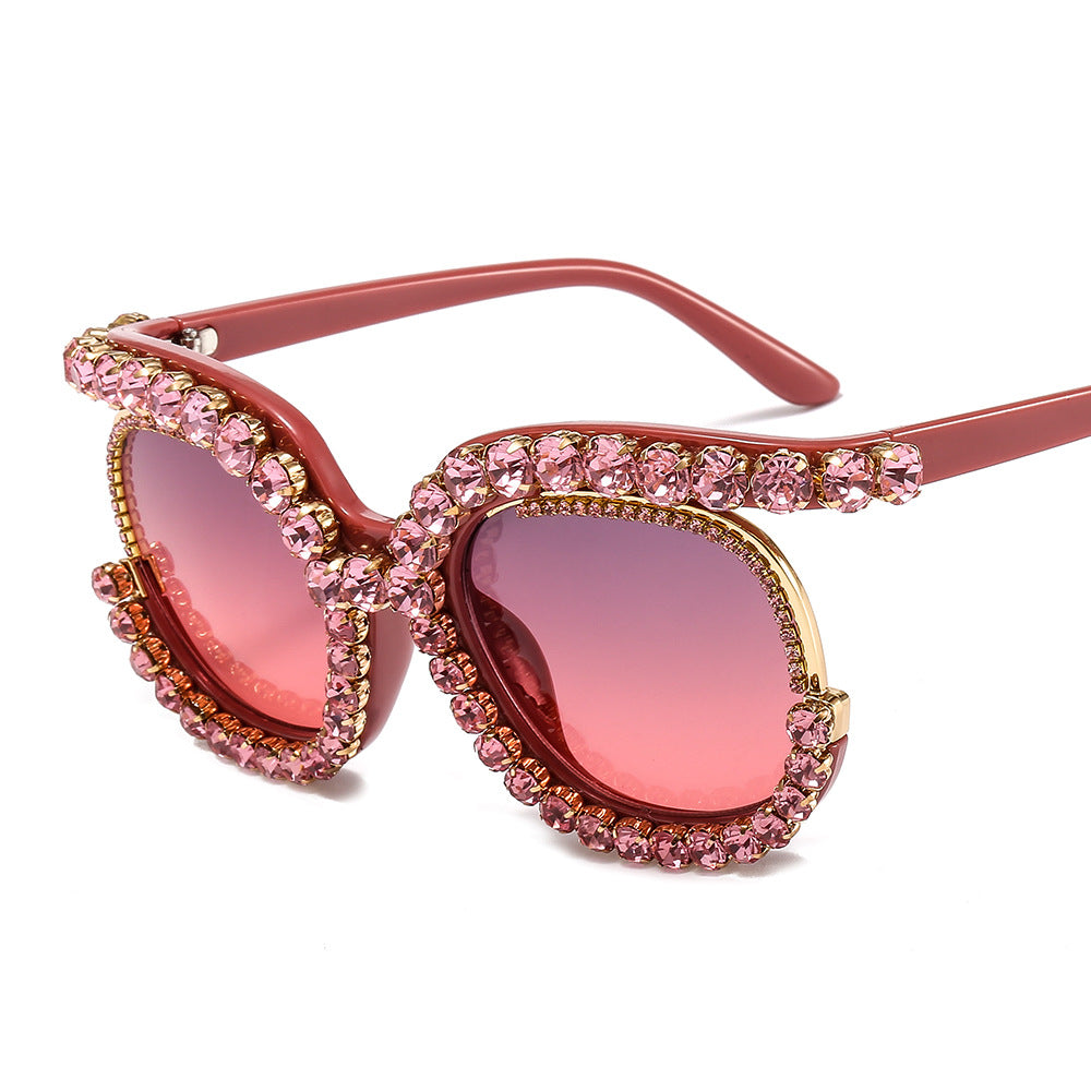 Damen Glamouröse Cat-Eye-Sonnenbrille mit funkelndem Kristallbesatz Karnz