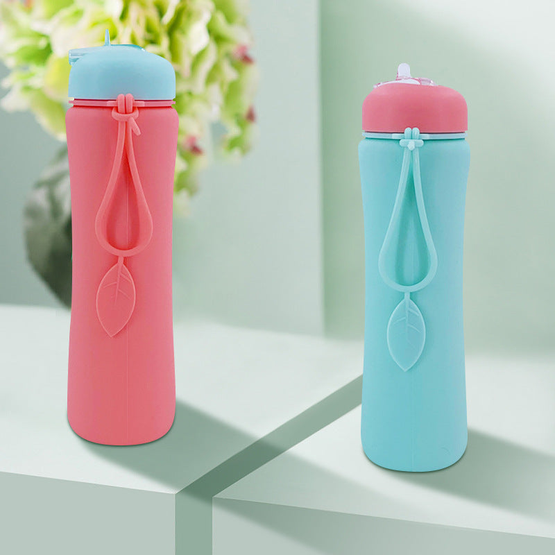 Damen Faltbare Silikon-Trinkflasche mit praktischem Trageband Karnz