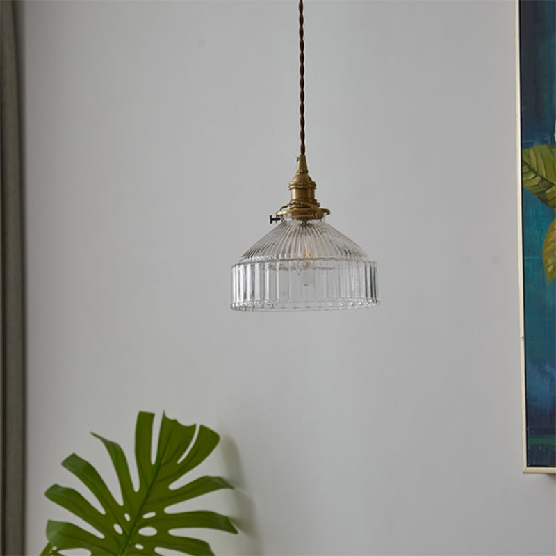 Rustikale Pendelleuchte mit gewelltem Glas - Industriedesign | Karnz