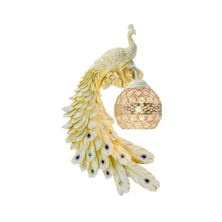Karnz | Hars Wandlamp Sconces Pauw 1 Licht Traditionele Wandmontage Lamp met Globe Kristal Ingebedde Schaduw