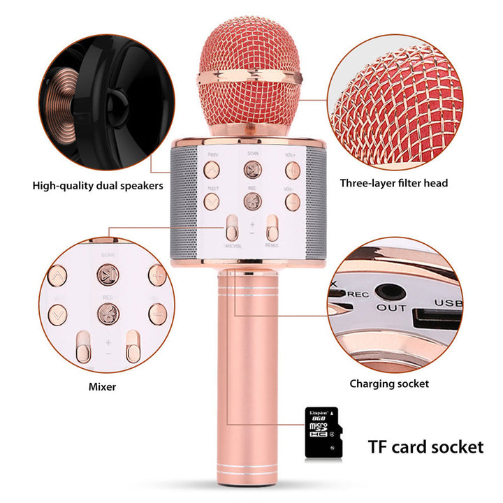 Karnz | Wiederaufladbares kabelloses Bluetooth Karaoke-Mikrofon