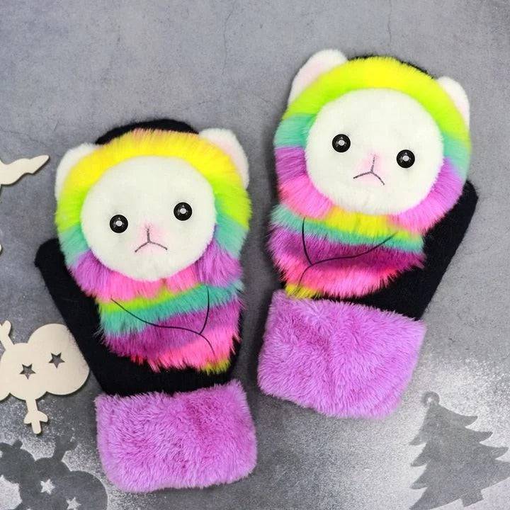 2022 neue Cartoon Plüsch gestrickte Handschuhe🌈 | Karnz