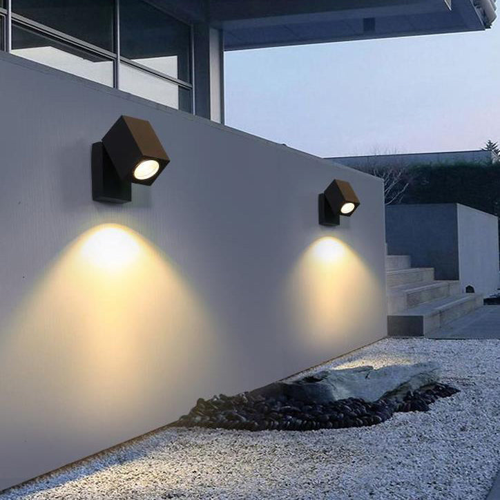 Modernes Outdoor-Wasserdichtes Quadrat-Spotlight Einstellbarer Winkel LED Garten Wand Sconce Lampe | Karnz