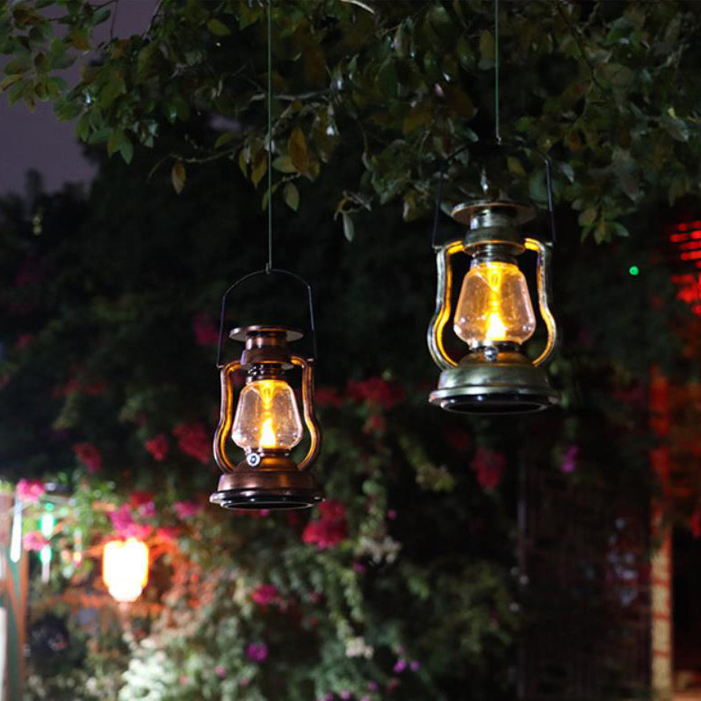 Solar-Retro-Petroleumlampe, Pferdelampe, LED-Außenbeleuchtung für Garten und Terrasse, tragbare Flammenkerzenlampe