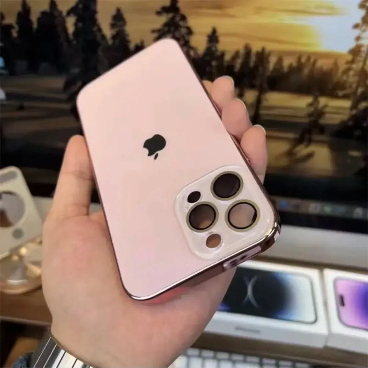 Elico Lackiert Matt Acryl Gehärtetes Glas iPhone Schutzhülle