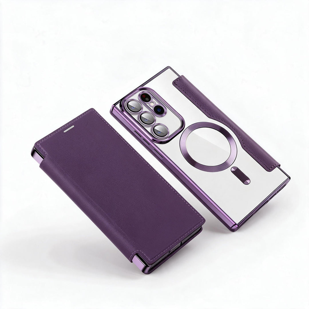 Sandsberg | Magnetische Samsung Flip-Hülle | Lederstruktur mit Ringhalter