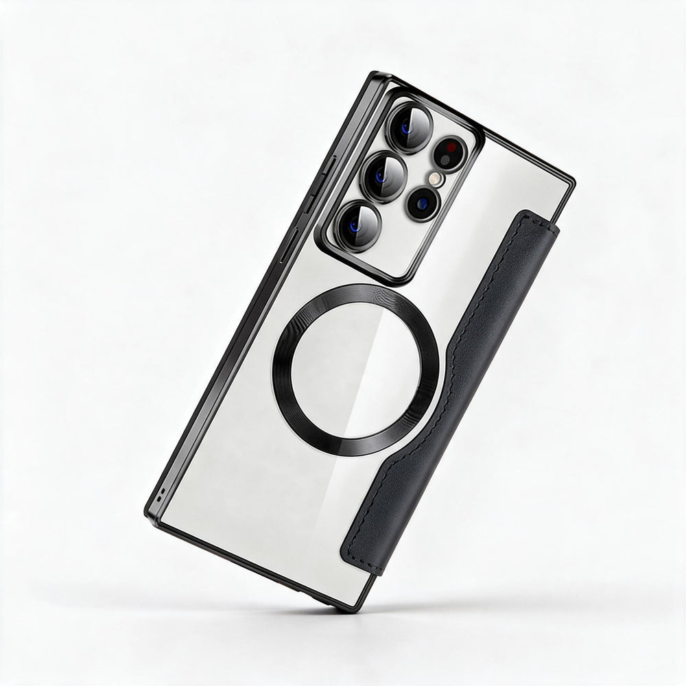 Sandsberg | Magnetische Samsung Flip-Hülle | Lederstruktur mit Ringhalter