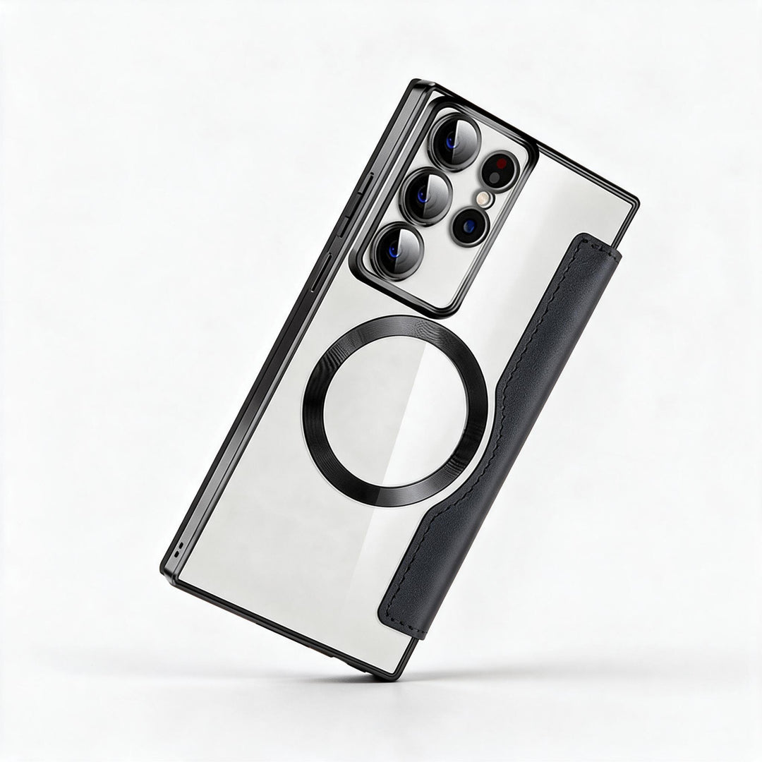 Sandsberg | Magnetische Samsung Flip-Hülle | Lederstruktur mit Ringhalter