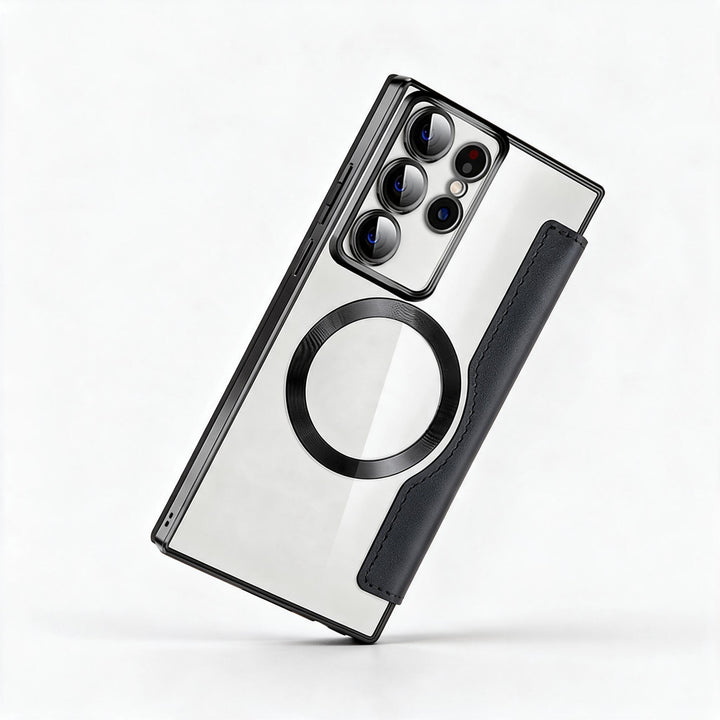 Sandsberg | Magnetische Samsung Flip-Hülle | Lederstruktur mit Ringhalter
