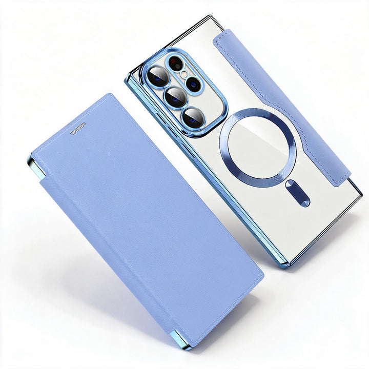 Sandsberg | Magnetische Samsung Flip-Hülle | Lederstruktur mit Ringhalter