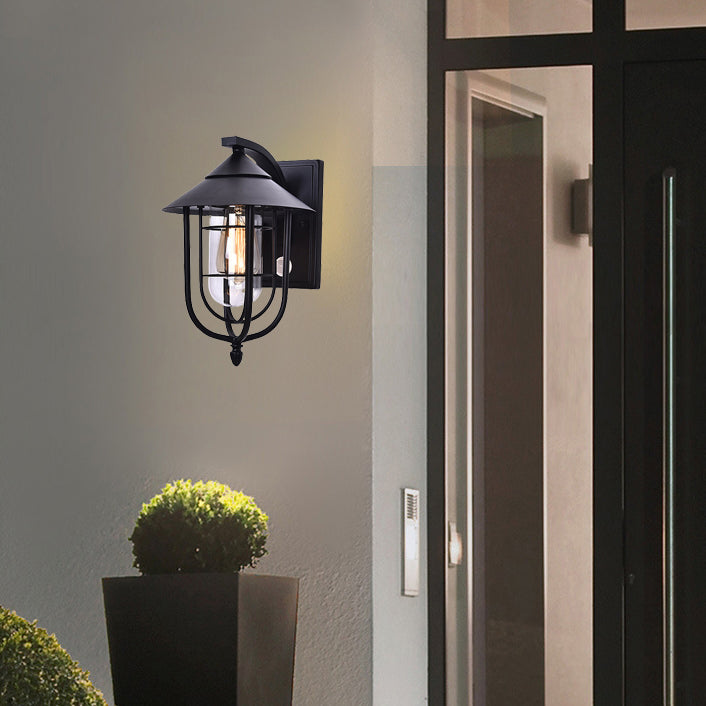 Zeitgenössische industrielle Eisen wasserdichte menschliche Körpersensor 1-Licht Außenwand Sconces Lampe für Außenpatio | Karnz